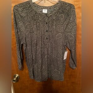 NWT Black and Taupe 3/4 Sleeve Blouse